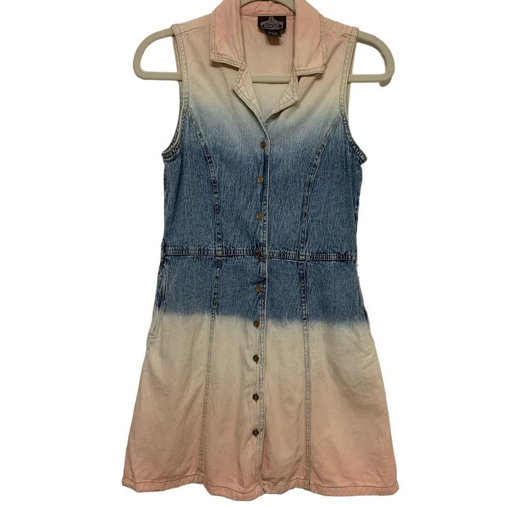 Angie Women’s Jean Dress Size Small Boho Knee‎ Length Button Down